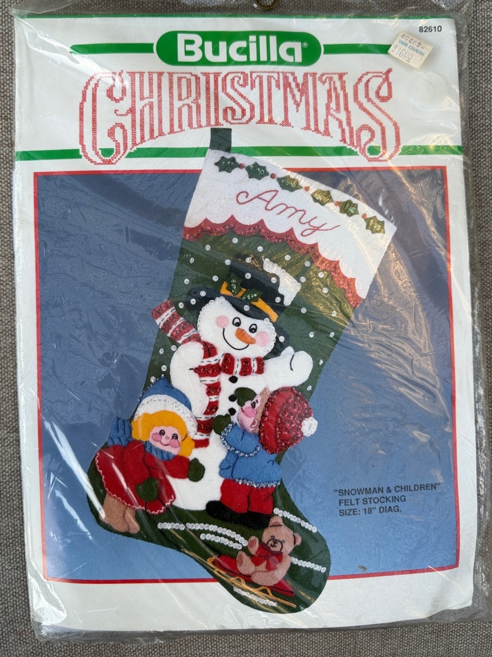 Bucilla Snowman & Children Felt Holiday 18” Stocking Embroidery Kit